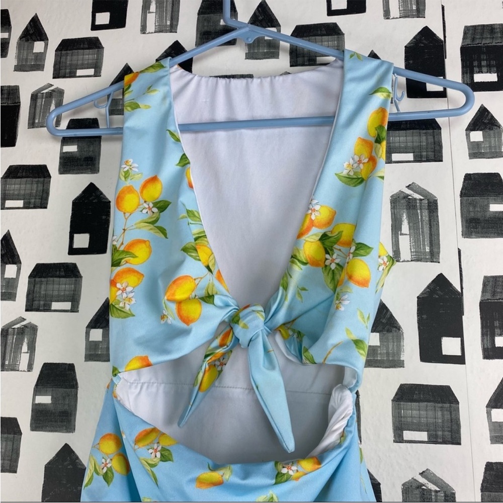 ASOS One piece Swimsuit Lemon Print Tie Back - Picture 5 of 5